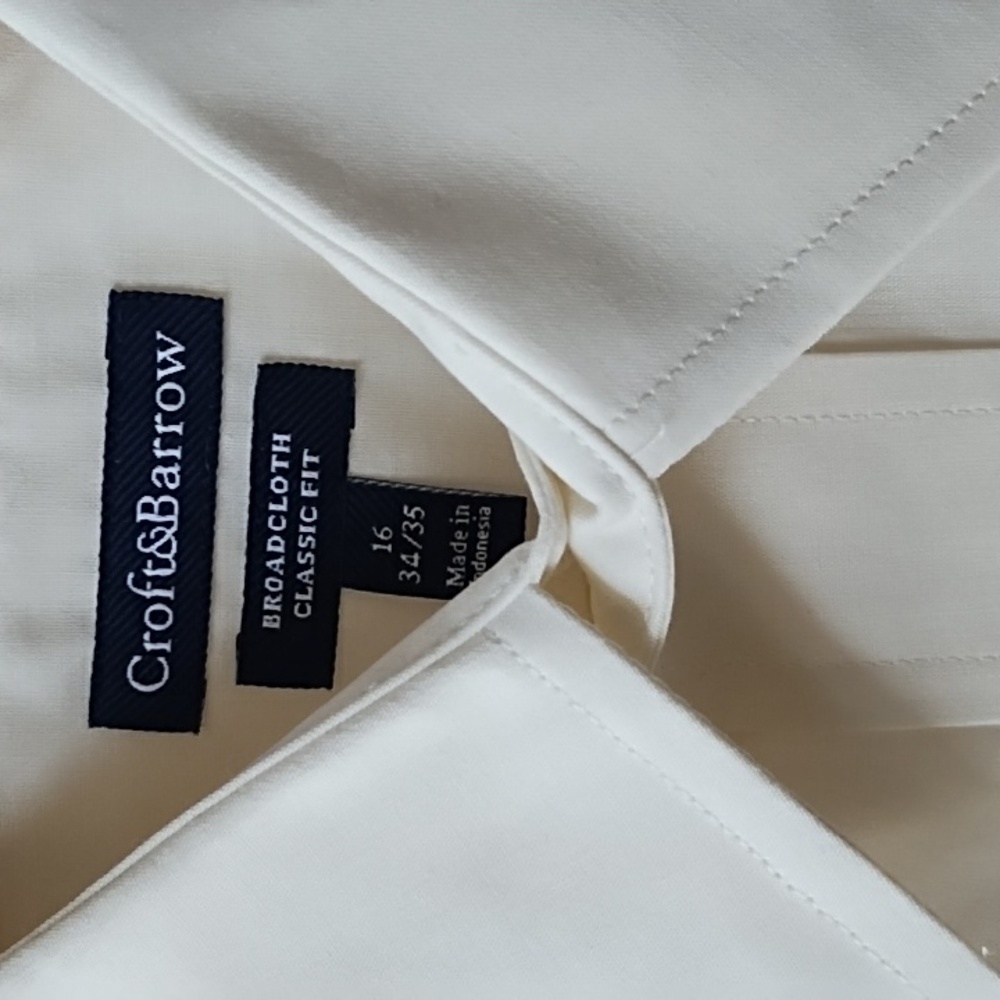 Men's L Croft & Barrow Ivory Broadcloth Dress Shirt 16-34/35